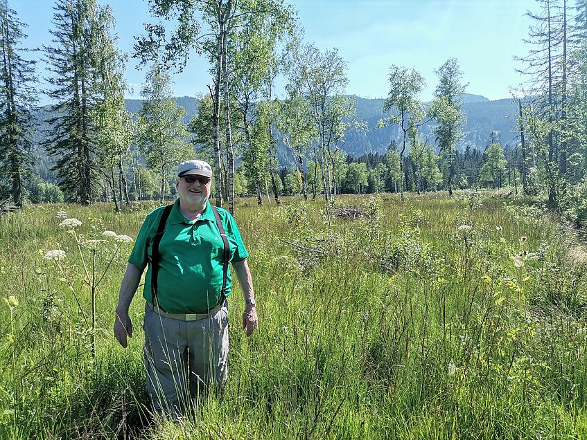 Michael Steiner in einer Niedermoor-Regenerationsfläche am Ödenseemoor, Bad Mitterndorf, Steiermark. (c) C. Pöll