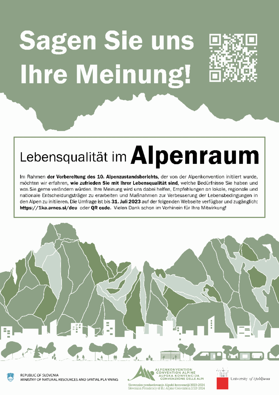 Poster Umfrage, Lebensqualität in den Alpen